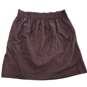 Zara Knit Skirt Womens Large Burgundy Faux Leather Pull On Pockets Lined Modern
